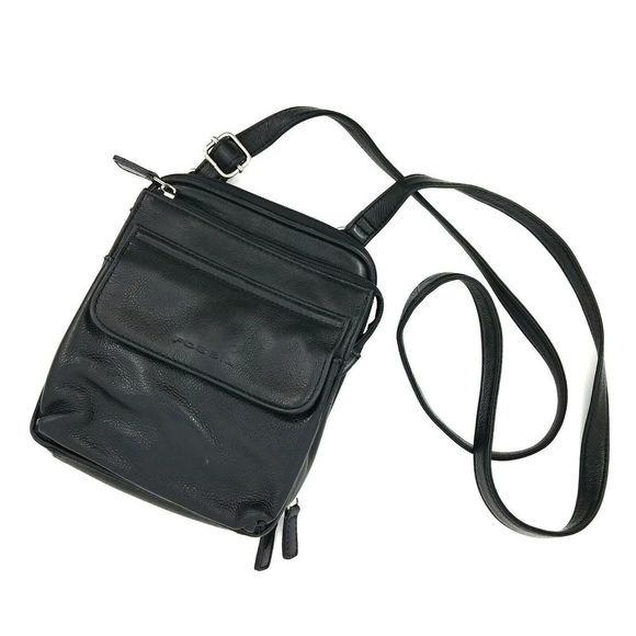 fossil black leather crossbody bag